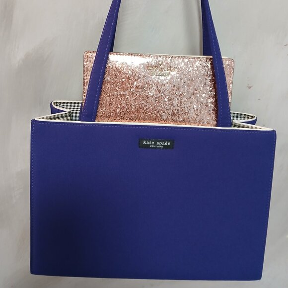 kate spade Handbags - Kate Spade Blue Retro Bag &Glitter Wallet